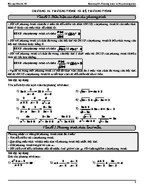 Bài tập Đại số 10 - Chương III: Phương trình và hệ phương trình