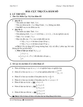 Bài tập Giải tích 12 - Cực trị của hàm số