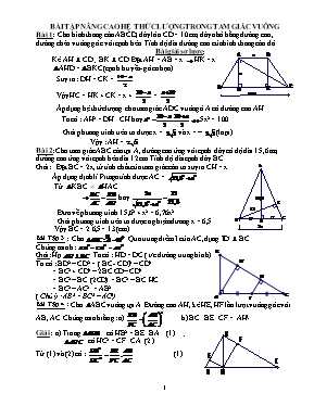 Bài tập nâng cao hệ thức lượng trong tam giác
