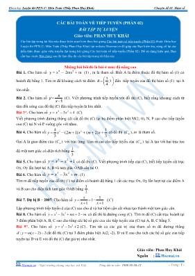 Bài tập tự luyện: Các bài toán về tiếp tuyến (phần 02)