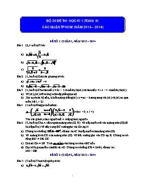 Bộ 3 đề thi học kì 1 (Toán 9) các quận TP Hồ Chí Minh (năm 2013 – 2014)