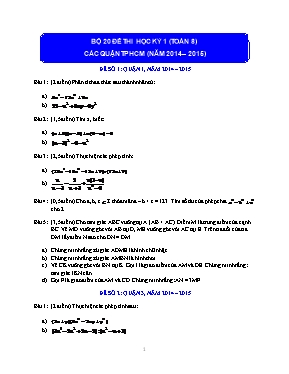 Bộ 3 đề thi học kỳ 1 (Toán 8) các quận TP Hồ Chí Minh (năm 2014 – 2015)
