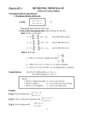 Chuyên đề 2: Hệ phương trình đại số
