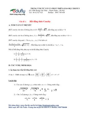 Chuyên đề Bất đẳng thức Cauchy và ứng dụng