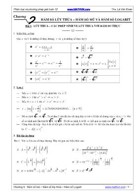 Chuyên đề Hàm số lũy thừa – hàm số mũ và hàm số logarit