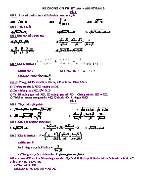 Đề cương ôn thi 8 tuần – Môn Toán 9