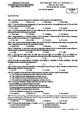 Đề khảo sát giữa kì I môn Hóa 12 năm học 2015