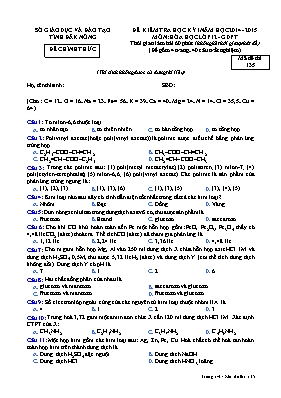 Đề kiểm tra học kỳ I năm học 2014-2015 tỉnh Đăk Nông môn: Hóa học lớp 12 - GDPT