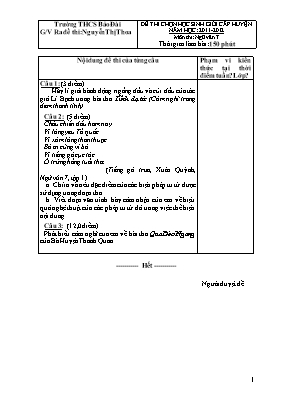 Đề thi chọn học sinh giỏi cấp huyện năm học: 2011-2012 môn thi: Ngữ văn 7 - Trường THCS Bảo Đài
