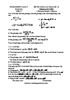 Đề thi kháo sát HSG lớp 10 năm học: 2015-2016 môn Toán