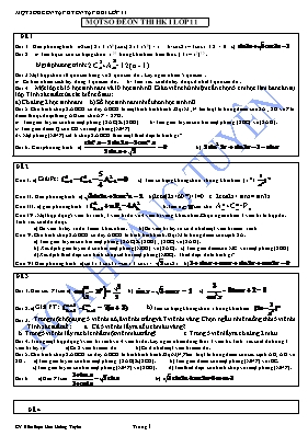 Một số đề ôn tập kiểm tra ôn tập HK I lớp 11 môn Toán