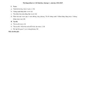 Nội dung kiểm tra 1 tiết Hình học 10 chương 1
