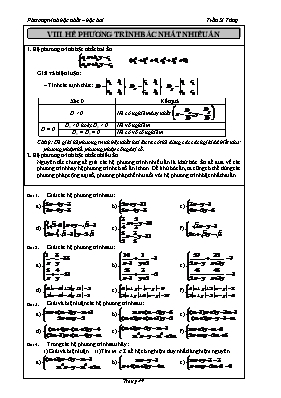 Ôn tập Đại số 10 - Chương III: Phương trình và hệ phương trình (Phần B)