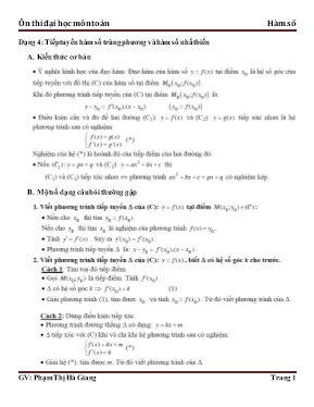 Ôn thi đại học môn Toán - Hàm số - Dạng 4: Tiếp tuyến hàm số trùng phương và hàm số nhất biến