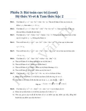 Phiếu học tập Toán: Bài toán cực trị (cont) Hệ thức Vi-Et & Tam thức bậc 2