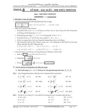 Tài liệu ôn thi THPT Quốc Gia môn Toán - Chuyên đề 6: Tổ hợp – xác suất – nhị thức Newton