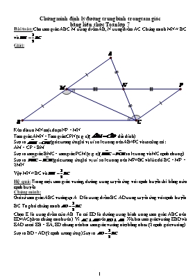 Chứng minh định lý đường trung bình trong tam giác bằng kiến thức Toán lớp 7