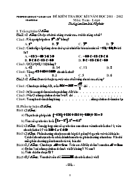 Đề kiểm tra học kì I năm học 2011 – 2012 môn: Toán – lớp 6 Trường Thcs Nguyễn Trực
