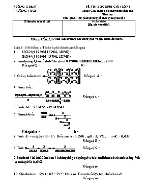 Đề thi học sinh giỏi lớp 7 môn: Giải toán trê