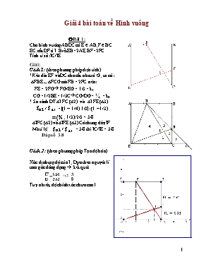 Giải 4 bài toán về Hình vuông