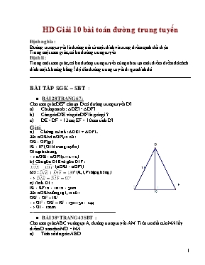 Hướng dẫn 10 bài Đường trung tuyến của tam giác