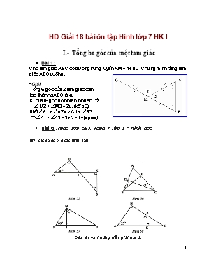 Hướng dẫn Giải 18 bài ôn tập Hinh lớp 7 HK I - Tổng ba góc của một tam giác