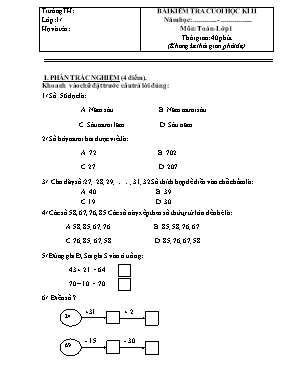 Bài kiểm tra cuối học kì II môn Toán lớp 1 - Đề 19