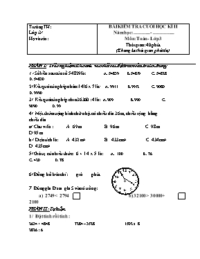 Bài kiểm tra cuối học kì II môn Toán lớp 3 - Đề 10