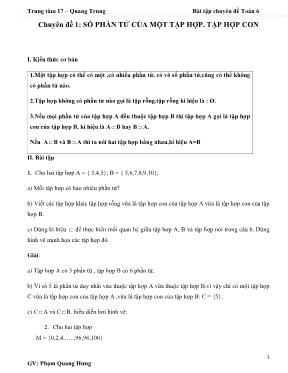 Bài tập Chuyên đề Toán 6 - Chuyên đề 1: Số phần tử của một tập hợp. tập hợp con