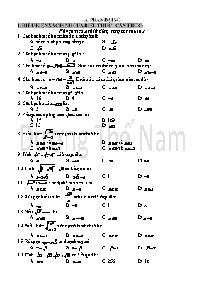 Bộ câu hỏi trắc nghiệm môn Toán 9