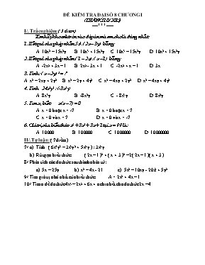 Đề kiểm tra Đại số 8 chương I năm 2015