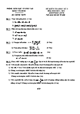Đề kiểm tra học kỳ I năm học 2013 - 2014 môn 