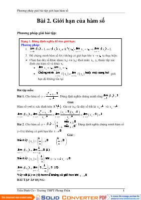 Phương pháp giải bài tập giới hạn hàm số