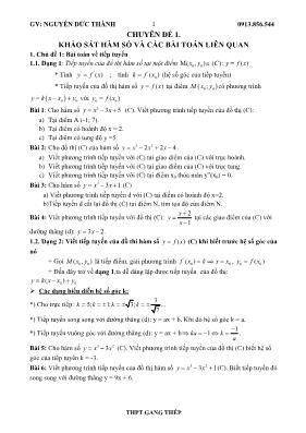 Toán - Chuyên đề 1: Khảo sát hàm số và các bài toán liên quan