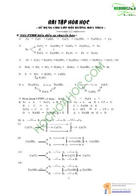 Bài tập Hóa học – Sử dụng cho lớp bồi dưỡng Hóa THCS