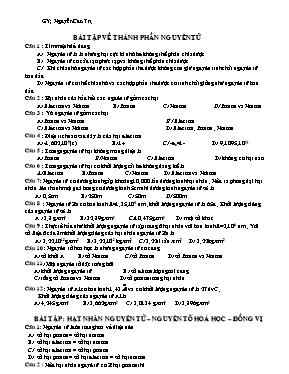 Bài tập về thành phần nguyên tử