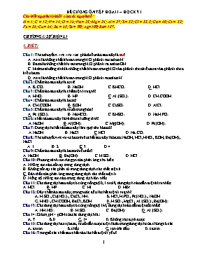 Đề cương ôn tập hóa 11 – Học kỳ 1