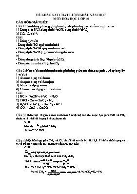 Đề khảo sat chất lượng đầu năm học môn Hóa học lớp 10