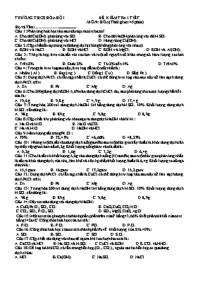 Đề kiểm tra 1 tiết môn: Hóa học - Trường THCS Hòa Hội