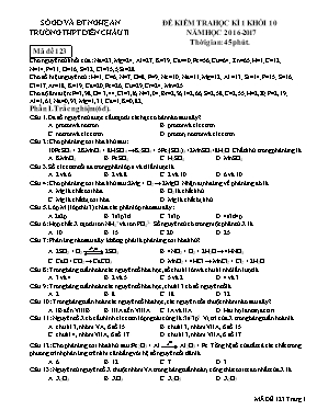 Đề kiểm tra học kì 1 khối 10 năm học 2016 - 2