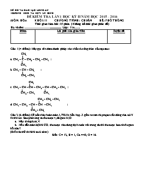 Đề kiểm tra lần 1 học kỳ II năm học 2015 – 2016 môn: Hóa khối: 11 (chương trình: chuẩn)