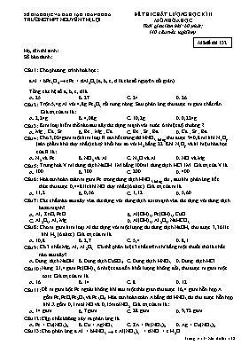 Đề thi chất lượng học kì II môn Hóa Học - Mã đề thi 132