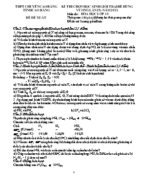 Đề thi chọn học sinh giỏi trại hè hùng vương lần IX - Năm 2013. môn thi: Hóa học lớp 10