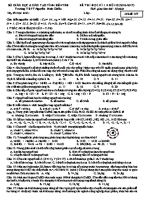 Đề thi học kì 1 khối 10 (năm 2016 - 2017) - Mã đề 357 - Trường THPT Nguyễn Đình Chiểu