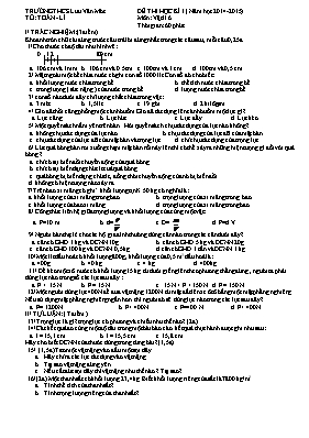 Đề thi học kì I (năm học 2014 - 2015) môn: Vật lí 6 - Trường THCS Lưu Văn Mót