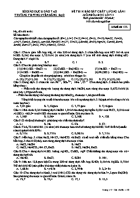 Đề thi khảo sát chất lượng lần I môn Hóa học lớp 11 - Mã đề thi 132