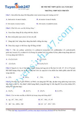 Đề thi thử THPT quốc gia năm 2015 trường: THP