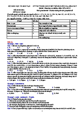 Đề thi trung học phổ thông quốc gia năm 2017 - Bài thi: Khoa học tự nhiên môn: Hóa Học 12