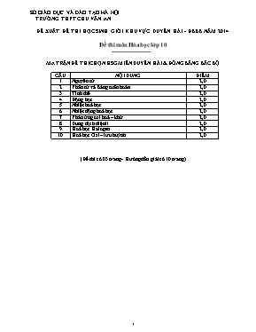 Đề xuất đề thi học sinh giỏi khu vực duyên hải - Đồng bằng bắc bộ năm 2014 đề thi môn Hóa học lớp 10