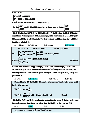 Hóa học - Bài toán H+ tác dụng với (HCO3- Và CO32-)